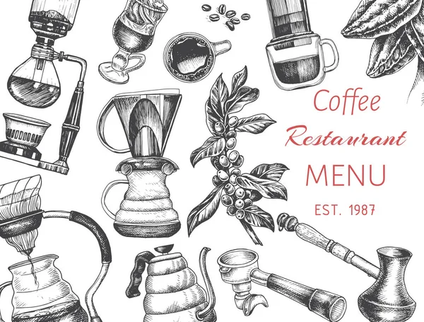 Vector Ilustración Con Formas Alternativas Elaboración Café Para Pancarta Tienda — Vector de stock