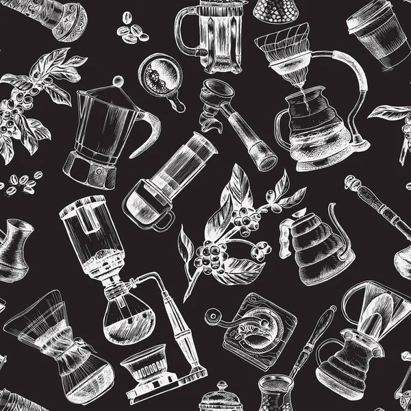 Vector Illustration Seamless Pattern Alternative Ways Brewing Coffee Vector Graphics