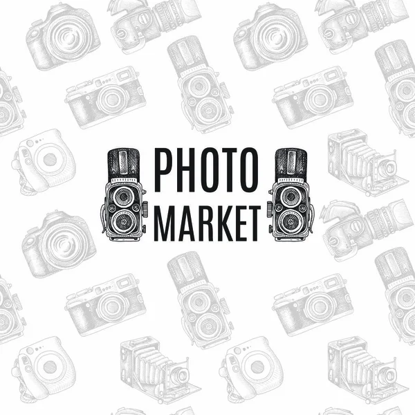 Photo Market Stylish Banner Vector Illustration — 스톡 벡터