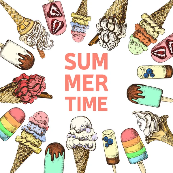 Creative Summertime Banner Hand Drawn Ice Cream Lettering Vector Illustration Vector Graphics