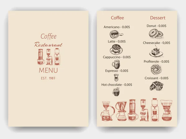 Menu Café Avec Illustration Méthodes Alternatives Brassage Café — Image vectorielle