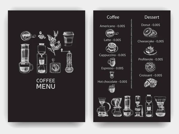 Coffeeshop Menü Mit Illustration Von Alternativen Möglichkeiten Kaffee Brauen — Stockvektor