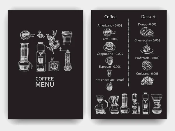 Menu Café Avec Illustration Méthodes Alternatives Brassage Café Vecteurs De Stock Libres De Droits