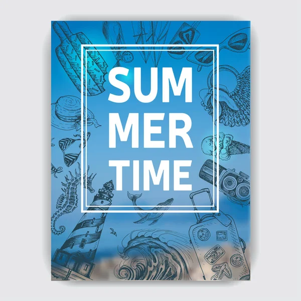 Πρόσκληση Για Coktail Beach Party Κάρτα Σχεδίου Summertime — Διανυσματικό Αρχείο