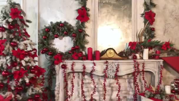 Hermosas bolas de Navidad y decoraciones — Vídeo de stock