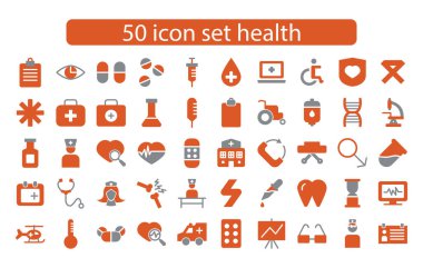 İnce çizgi anahat, düz tıp ve sağlık Vector Icons set