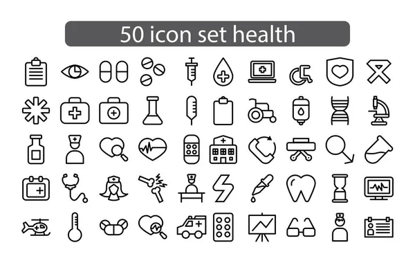 Ensemble d'icônes Médecine et Santé Vecteur contour mince, plat — Photo