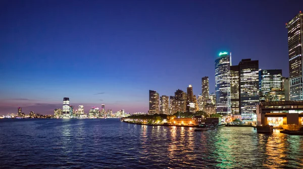 Geweldig Uitzicht Skyline Van New York City Nachts — Stockfoto