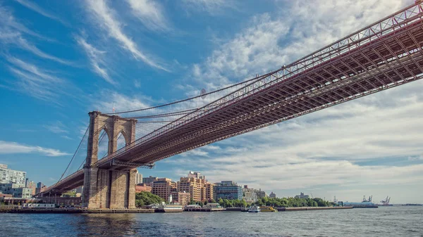 Γέφυρα Του Μπρούκλιν Στη Νέα Υόρκη Στο Ηλιόλουστη Μέρα — Φωτογραφία Αρχείου