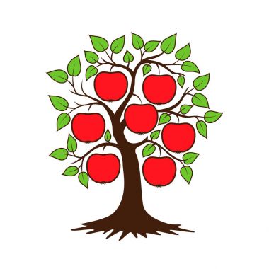 Appla ağaç siluet vektör çizim