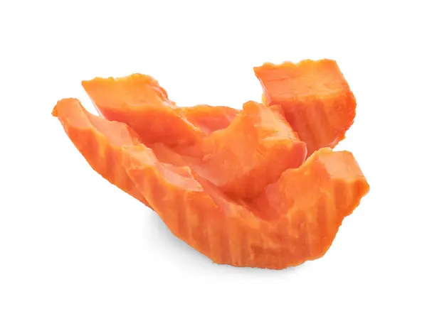 Rodajas de papaya dulce sobre fondo blanco —  Fotos de Stock