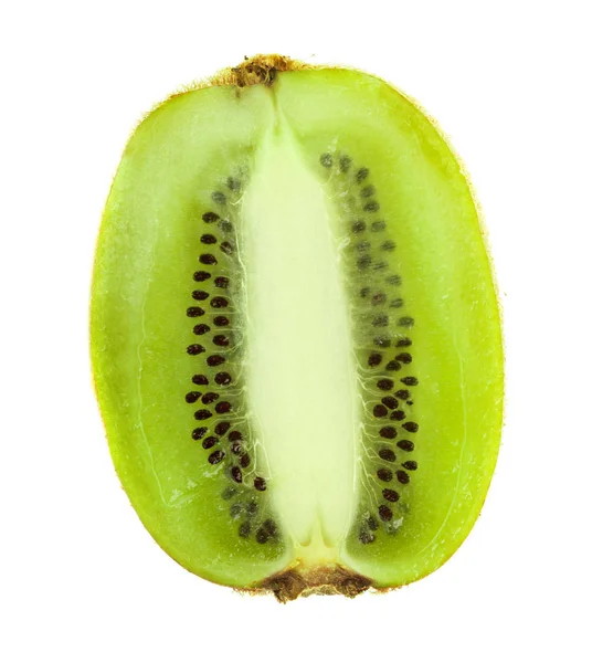 Kiwi frutas e seus segmentos cortados isolado em fundo branco — Fotografia de Stock