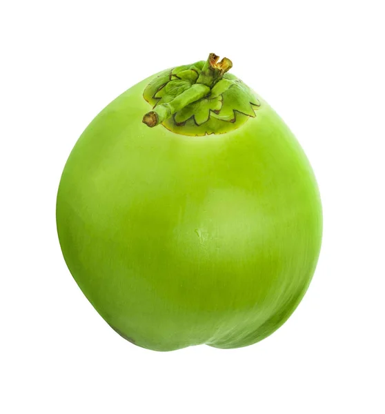Vízcsepp zöld kókusz elszigetelt fehér háttér — Stock Fotó