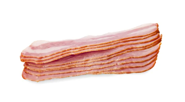 Bacon cru isolado no fundo branco — Fotografia de Stock