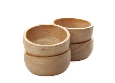 Boş bambu beyaz arka plan üzerinde izole kase