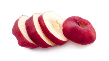 Apple üzerinde beyaz izole. Elma kırmızı üstten görünüm. Kırpma yolu ile