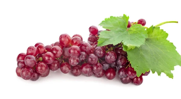 Red grape with leaf isolated on white background — Stock Photo, Image