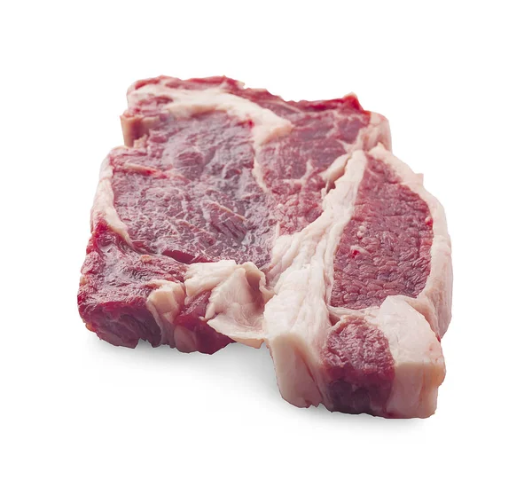 Čerstvé hovězí maso v obalu, bílé pozadí — Stock fotografie