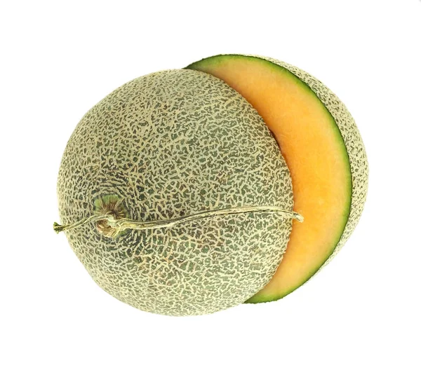 Cantaloupe Melone isoliert auf weißem Hintergrund — Stockfoto