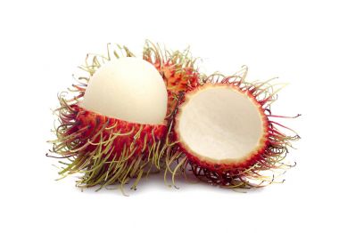 Rambutan meyvesi beyaz arkaplanda izole.