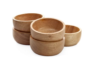 Boş bambu beyaz arka plan üzerinde izole kase