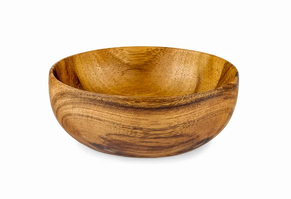Wooden bowl isolated on white — Stock Photo, Image