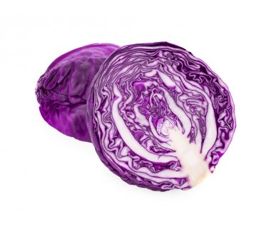 Mor lahana beyaz arkaplanda izole edilmiş.