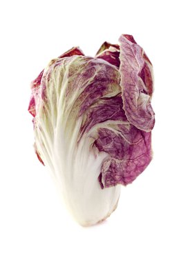 Radicchio, beyaz arkaplanda kırmızı salata