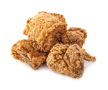 Beyaz arka planda kızarmış tavuk