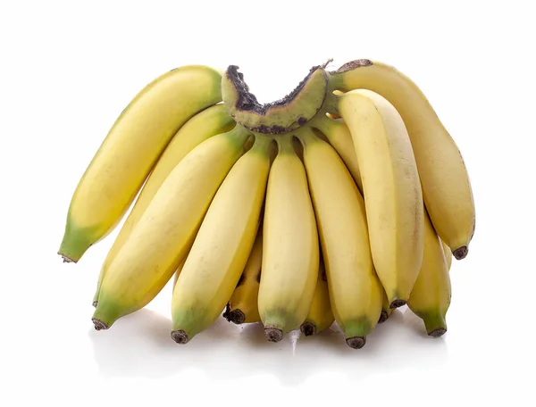 Manojo de plátanos aislados sobre fondo blanco + ruta de recorte — Foto de Stock