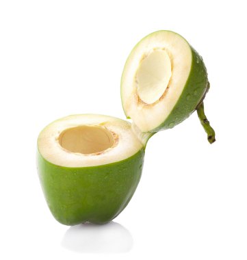 su damlası yeşil hindistan cevizi beyaz arkaplanda izole