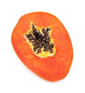 papaya ve beyaz arka plan üzerinde izole dilim
