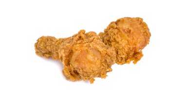 Sıcak ve çıtır çıtır tavuk budu. Beyaz bir sırtında izole edilmiş.