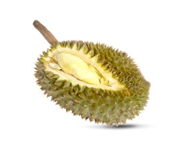 Durian meyvesi beyaz arkaplanda izole edilmiş