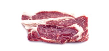 Eti, domuz eti, dilim domuz loin beyaz bir arka plan üzerinde 