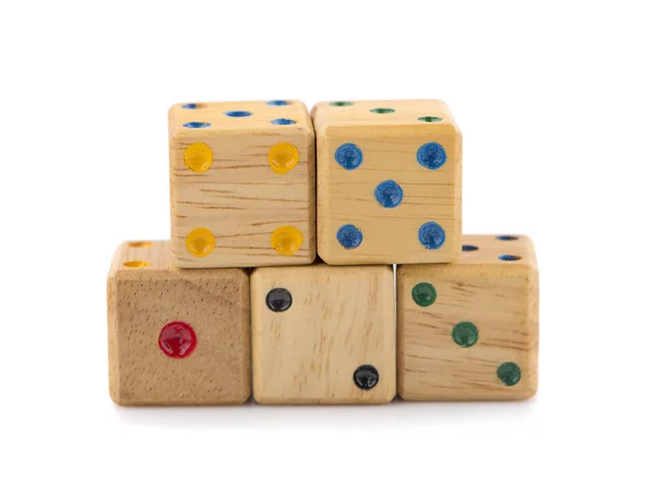 木制骰子,白色背景的孤立物 — 图库照片