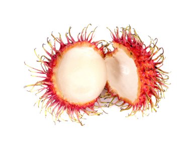 Rambutan kırpma yolu olan izole edilmiş bir beyaz