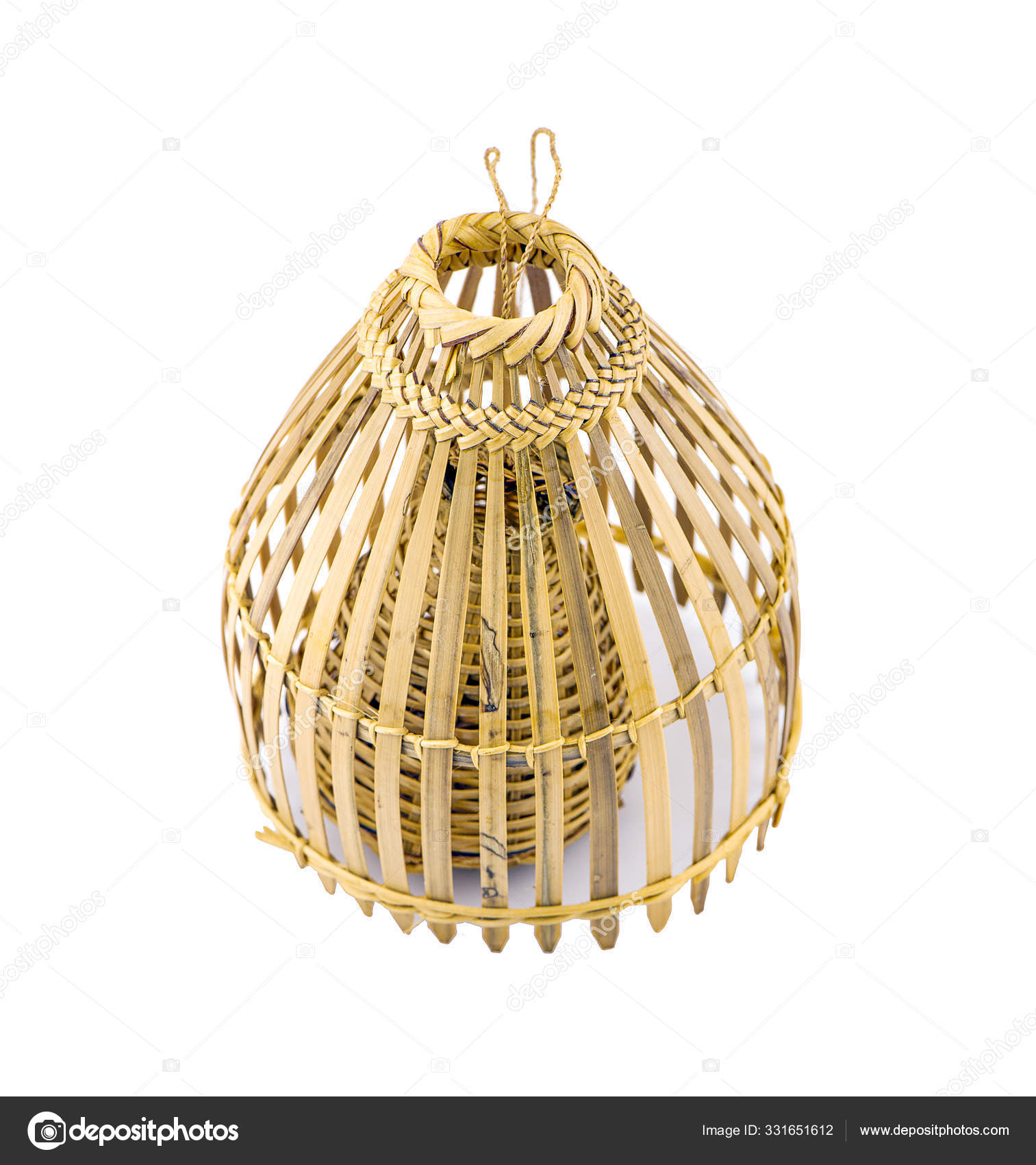 Thailand bamboo fishing trap made from bamboo wood on white back