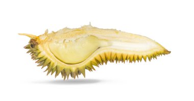 Durian and durian peels an isolated on white background