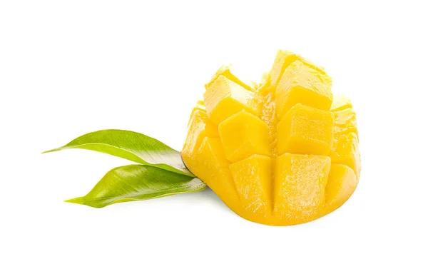 Mango (Mangifera indica termése), kocka egy izolált fehér bac — Stock Fotó