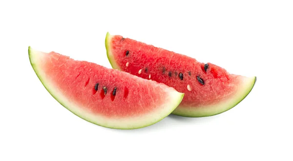 Scheiben von Wassermelone eine isolierte auf weißem Hintergrund — Stockfoto