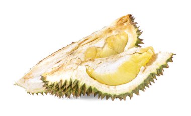 Durian and durian peels an isolated on white background