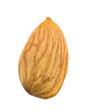 Beyaz arka planda izole edilmiş bir badem fıstığı. en üstteki görünüm