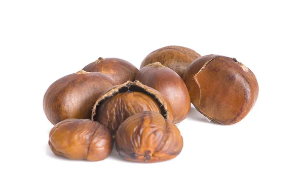 Castagne Isolato Sfondo Bianco — Foto Stock