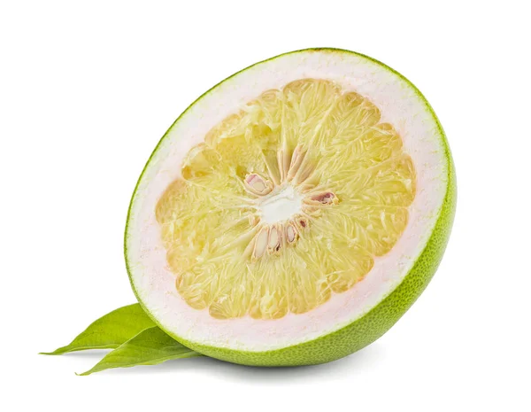 Pomelo Fruitslice Izolované Bílém Pozadí — Stock fotografie