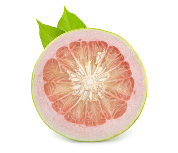 Pomelo Citrus Fruit Leaves Isolated White Background Clipping Path — Stock Photo, Image