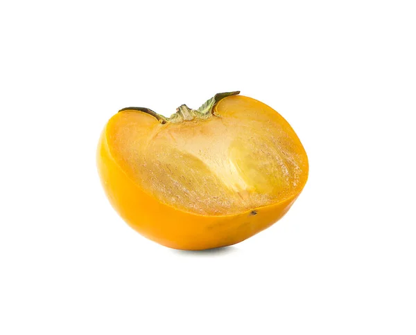 Fatia Inteira Persimmon Isolado Fundo Branco — Fotografia de Stock