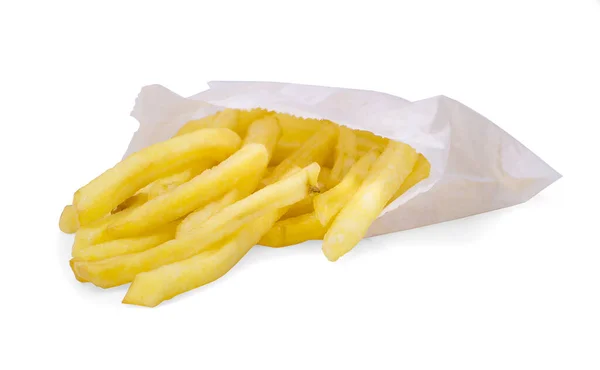 Beyaz Arka Planda Kağıt Bardakta Patates Kızartması — Stok fotoğraf