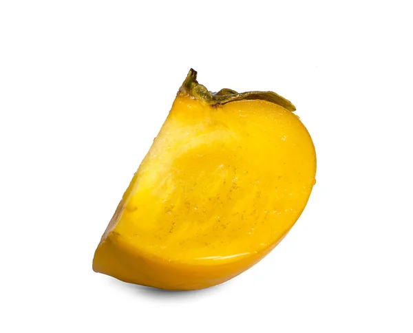 Rijp Persimmon Fruit Een Geïsoleerde Een Witte Achtergrond — Stockfoto