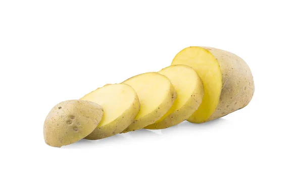 Batata Fatiada Isolado Fundo Branco — Fotografia de Stock